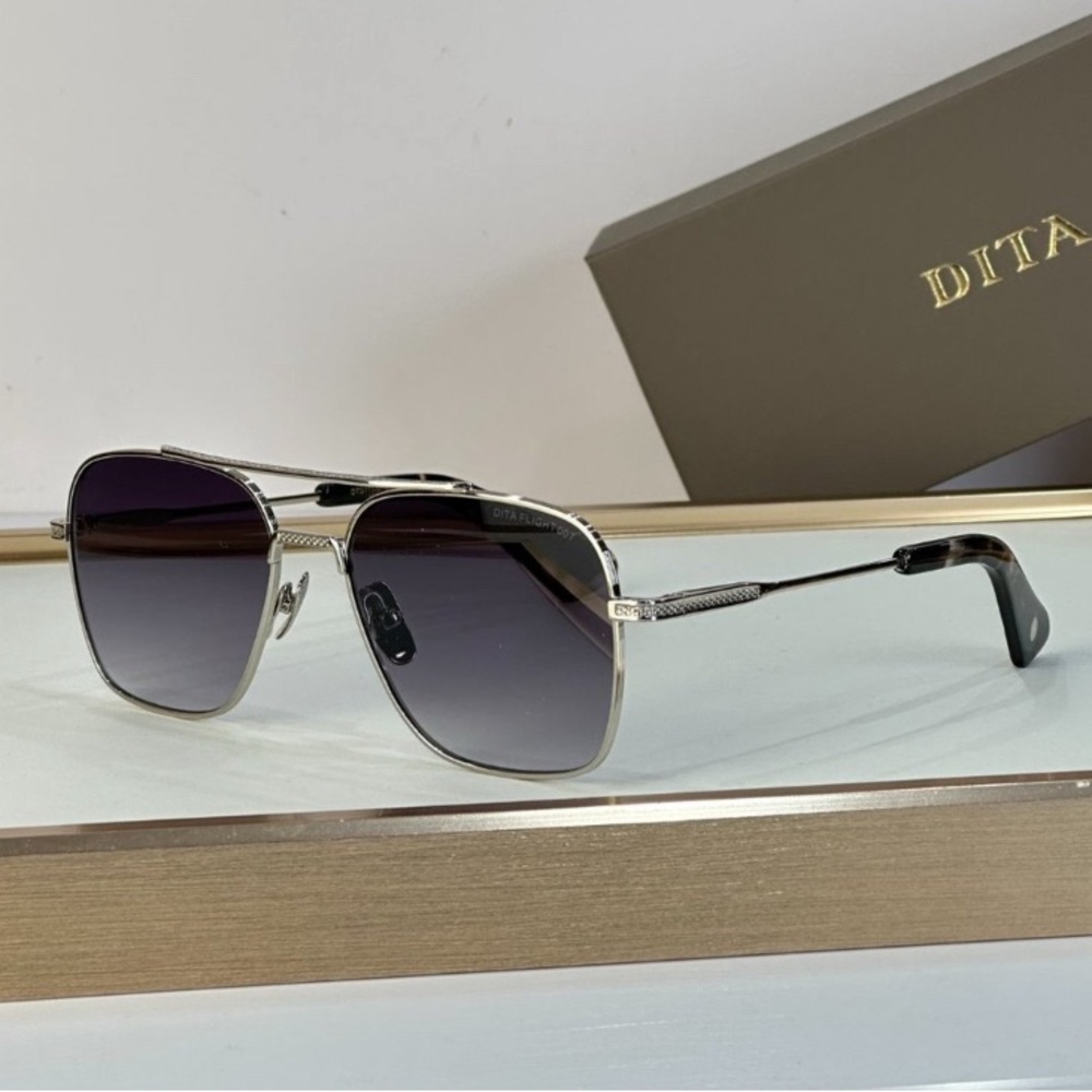 EUC DITA Flight 007- Silver Aviator Sunglasses with Dark Gradient Lenses